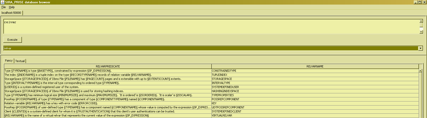 Relvars query results